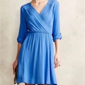 Maeve Blue Faux Wrap Dress
